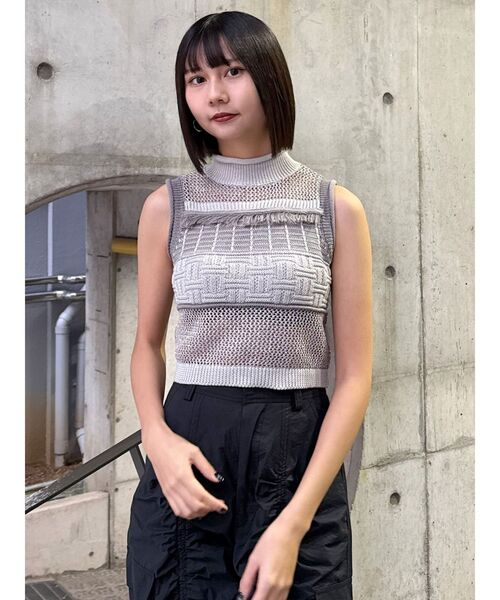 MURUA(ムルーア)の「クロシェフリンジニット(タンクトップ・レディース・ピンク/ブルー/グレー/ブラック・FREE)」の18枚目の写真