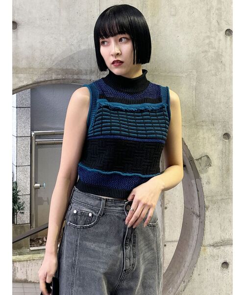 MURUA（ムルーア）の「クロシェフリンジニット（タンクトップ・レディース・ピンク/ブルー/グレー/ブラック・FREE）」の11枚目の写真