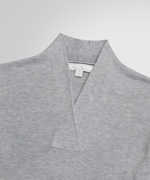 シルク/レーヨン ショールカラー ショートスリーブセーター