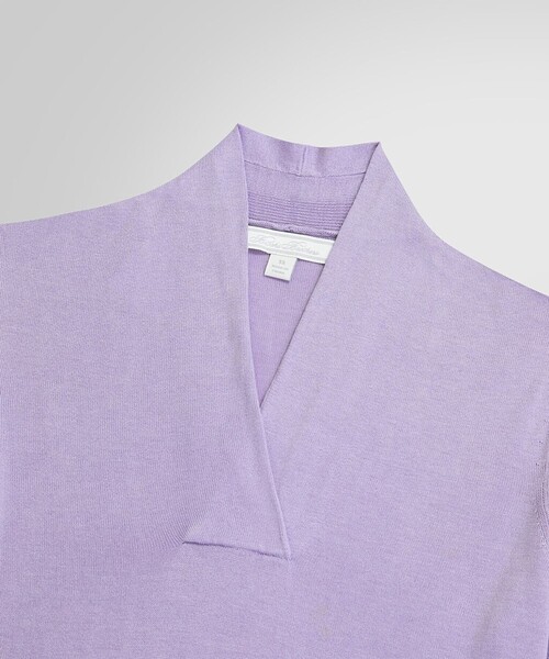 シルク/レーヨン ショールカラー ショートスリーブセーター