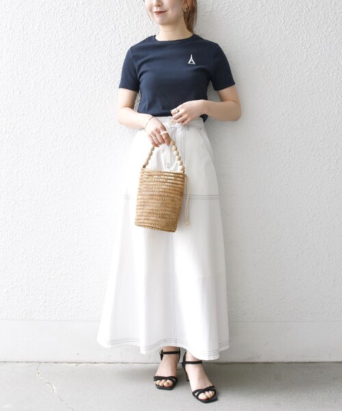 PETIT BATEAU（プチバトー）の「【SHIPS any別注】PETIT BATEAU: ロゴ プリント コンパクト TEE 25SS（Tシャツ/カットソー・レディース・ホワイト/ネイビー・ONE SIZE）」の10枚目の写真