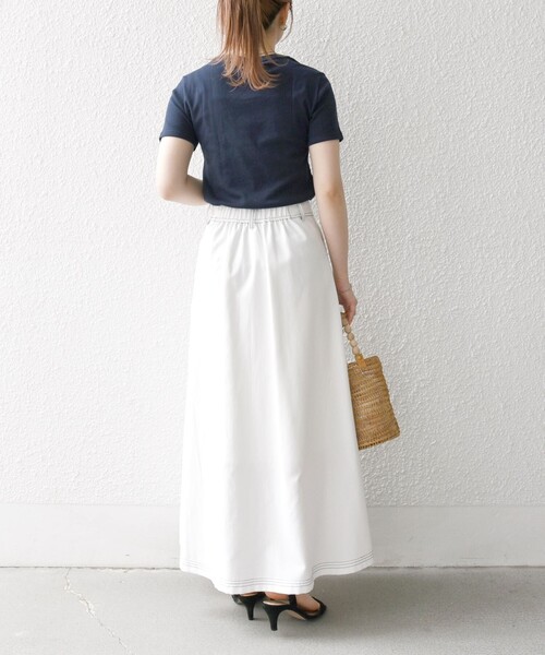 PETIT BATEAU（プチバトー）の「【SHIPS any別注】PETIT BATEAU: ロゴ プリント コンパクト TEE 25SS（Tシャツ/カットソー・レディース・ホワイト/ネイビー・ONE SIZE）」の11枚目の写真