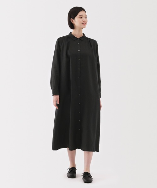 セール】婦人 リネン 洗いざらし長袖シャツワンピース（シャツ