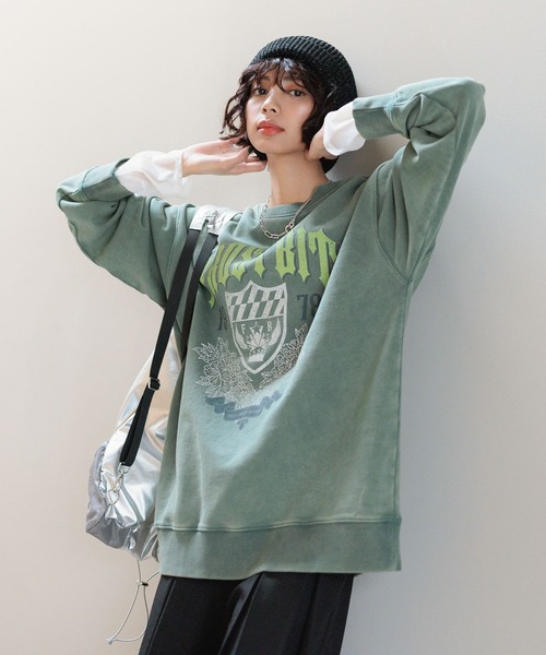 PAGEBOY（ページボーイ）の「フラワーエンブレムミニウラケ（スウェット・レディース・ダークグレー/モスグリーン/アイボリー・FREE）」の8枚目の写真