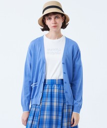 トリミングカラーVネックカーディガン