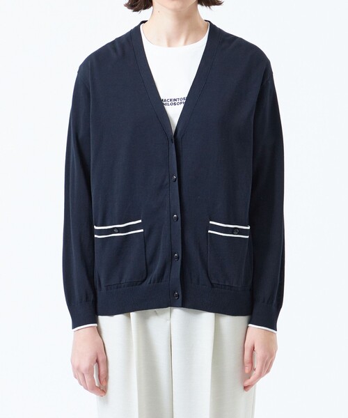 MACKINTOSH PHILOSOPHY（ﾏｯｷﾝﾄｯｼｭ ﾌｨﾛｿﾌｨｰ）の「トリミングカラーVネックカーディガン（カーディガン/ボレロ・レディース・グレー系その他/ブラック/ライトブルー/レッド/ダークネイビー・38）」の17枚目の写真