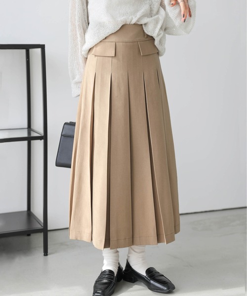 La-gemme(ラジェム)の「ボックスプリーツスカート(スカート・レディース・ベージュ/ブラック/アイボリー・M/L)」の3枚目の写真