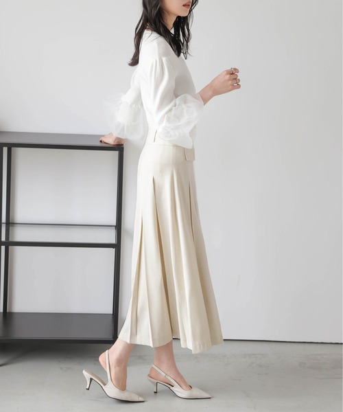 La-gemme(ラジェム)の「ボックスプリーツスカート(スカート・レディース・ベージュ/ブラック/アイボリー・M/L)」の7枚目の写真