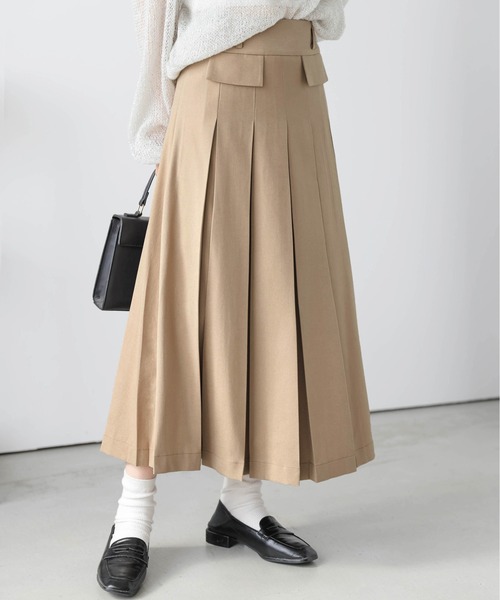 La-gemme(ラジェム)の「ボックスプリーツスカート(スカート・レディース・ベージュ/ブラック/アイボリー・M/L)」の13枚目の写真