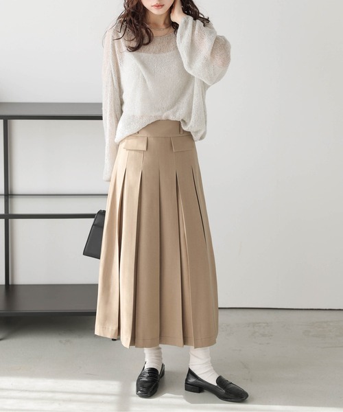 La-gemme(ラジェム)の「ボックスプリーツスカート(スカート・レディース・ベージュ/ブラック/アイボリー・M/L)」の14枚目の写真