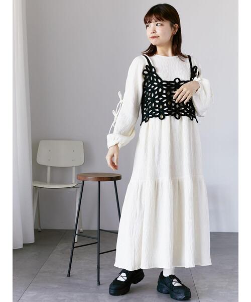 ehka sopo（エヘカソポ）の「花ニットビスチェ（ベスト・レディース・イエロー/キナリ/ブラック・F）」の11枚目の写真