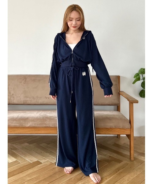 SNIDEL HOME デザインカットスウェットパンツ・フードパーカーセット セール】デザインカットスウェットパンツ（ルームウェア