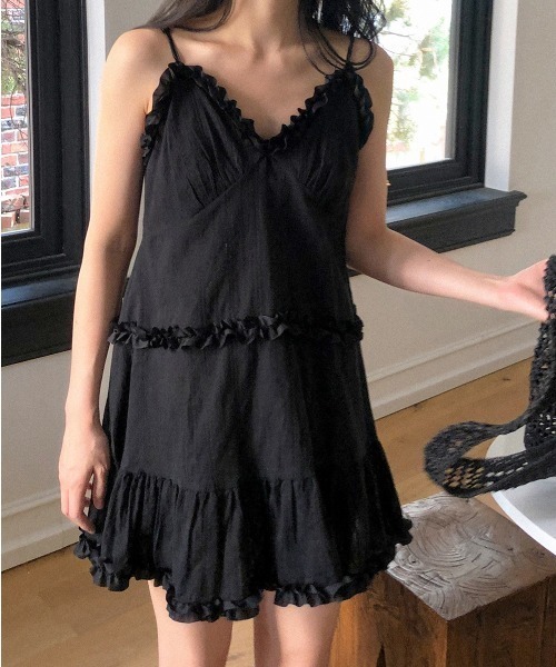 paravion（パラビオン）の「コットンライクミニワンピース（ワンピース・レディース・ブラック/ホワイト・FREE）」の2枚目の写真