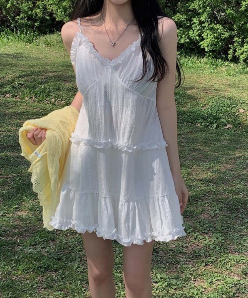 paravion（パラビオン）の「コットンライクミニワンピース（ワンピース・レディース・ブラック/ホワイト・FREE）」の9枚目の写真