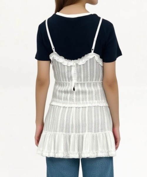 paravion（パラビオン）の「コットンライクミニワンピース（ワンピース・レディース・ブラック/ホワイト・FREE）」の12枚目の写真