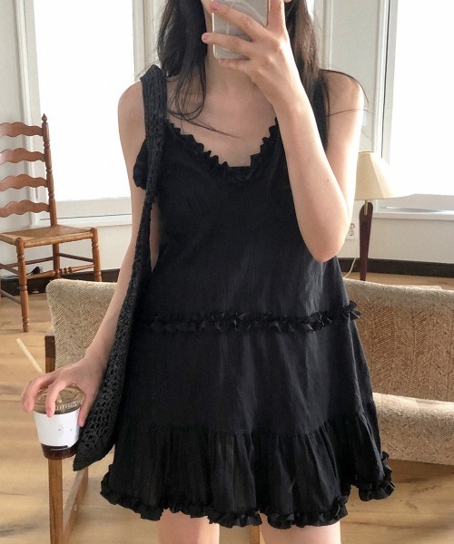 paravion（パラビオン）の「コットンライクミニワンピース（ワンピース・レディース・ブラック/ホワイト・FREE）」の22枚目の写真