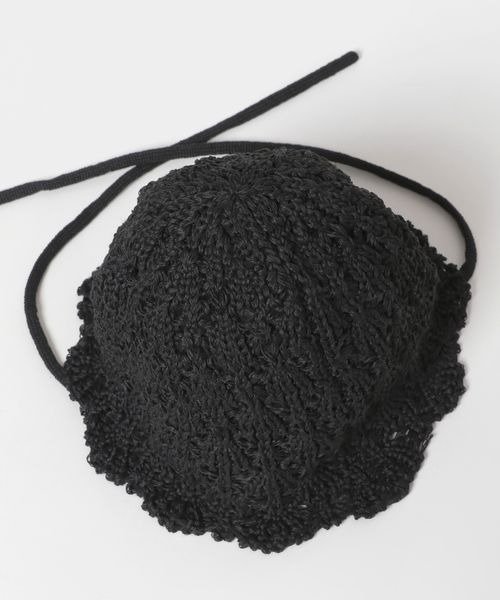 JEANASIS（ジーナシス）の「ヒモツキスカシアミHAT/321244（ハット・レディース・グレイッシュベージュ/ブラック・FREE）」の7枚目の写真