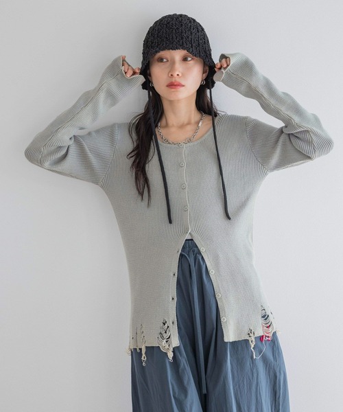 JEANASIS（ジーナシス）の「ヒモツキスカシアミHAT/321244（ハット・レディース・グレイッシュベージュ/ブラック・FREE）」の15枚目の写真