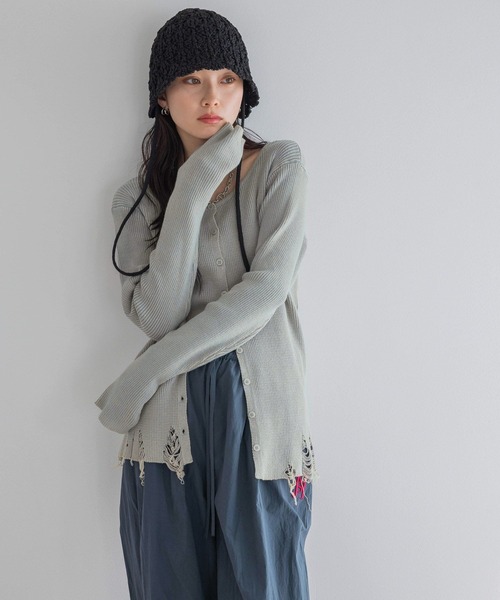 JEANASIS（ジーナシス）の「ヒモツキスカシアミHAT/321244（ハット・レディース・グレイッシュベージュ/ブラック・FREE）」の17枚目の写真