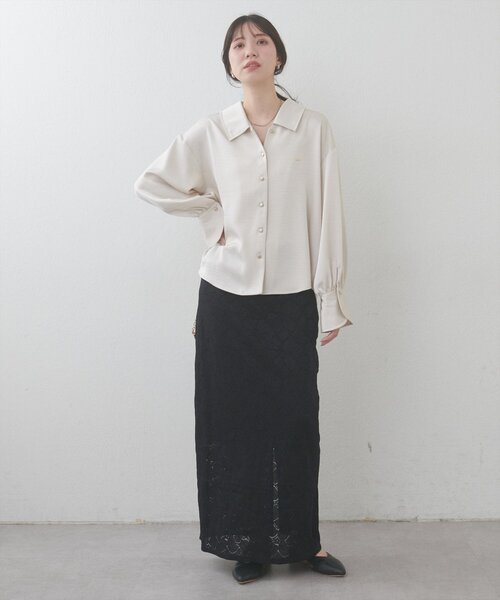 natural couture(ナチュラルクチュール)の「フラワープリントカットレーススカート(スカート・レディース・ブラック/その他1/その他2/パープル・FREE)」の8枚目の写真