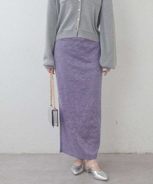 natural couture(ナチュラルクチュール)の「フラワープリントカットレーススカート(スカート・レディース・ブラック/その他1/その他2/パープル・FREE)」の20枚目の写真