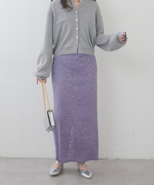 natural couture(ナチュラルクチュール)の「フラワープリントカットレーススカート(スカート・レディース・ブラック/その他1/その他2/パープル・FREE)」の21枚目の写真