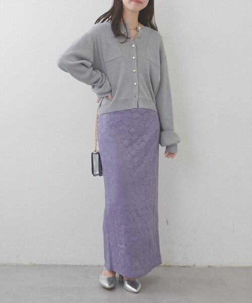 natural couture(ナチュラルクチュール)の「フラワープリントカットレーススカート(スカート・レディース・ブラック/その他1/その他2/パープル・FREE)」の22枚目の写真