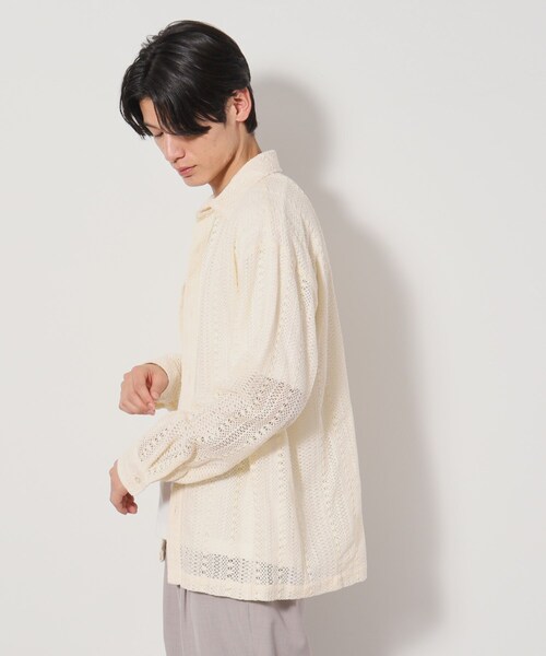 THE SHOP TK (ザ ショップ ティーケー )の「レースシャツ+半袖Tシャツ セットアイテム(シャツ/ブラウス・メンズ・アイボリー/スモーキーグリーン系/ブラック・04/03/02)」の5枚目の写真