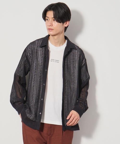 THE SHOP TK (ザ ショップ ティーケー )の「レースシャツ+半袖Tシャツ セットアイテム(シャツ/ブラウス・メンズ・アイボリー/スモーキーグリーン系/ブラック・04/03/02)」の1枚目の写真