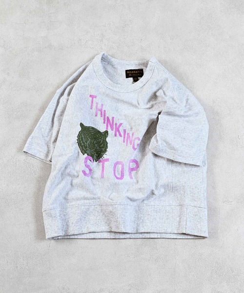 MARKEY'S（マーキーズ）の「半袖リブ付きプリントＴシャツ（Tシャツ/カットソー・キッズ・ホワイト系その他/チャコール/オレンジ/ブルー・80/90/95/100/110/120/130/140/150）」の2枚目の写真