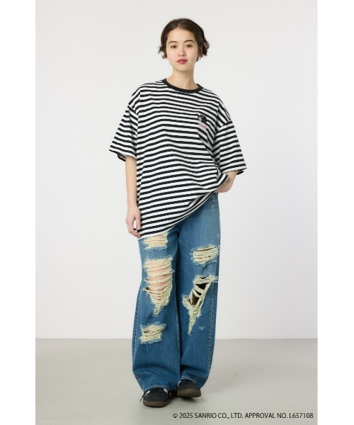 RODEO CROWNS WIDE BOWL(ロデオクラウンズワイドボウル)の「(サンリオキャラクターズ) ボックスロゴTシャツ(Tシャツ/カットソー・レディース・オフホワイト/ブラック系その他/ブラック/ライトピンク/カーキ・FREE)」の15枚目の写真