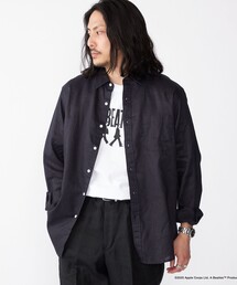 SHIPS: フレックスリネン レギュラーカラー  ロングスリーブ シャツ