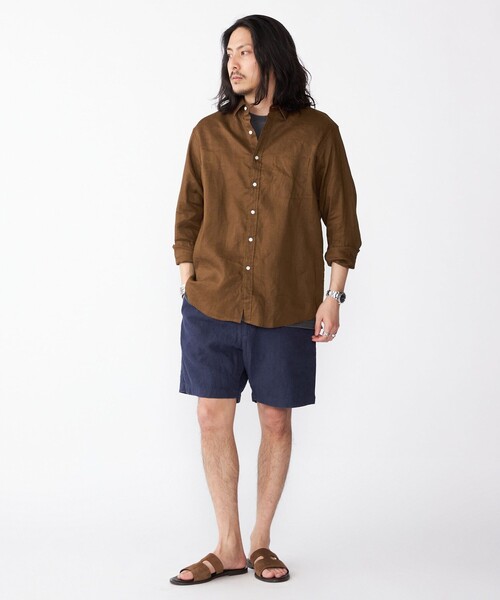 セール】SHIPS: フレックスリネン レギュラーカラー ロングスリーブ