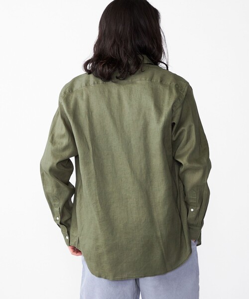 セール】SHIPS: フレックスリネン レギュラーカラー ロングスリーブ