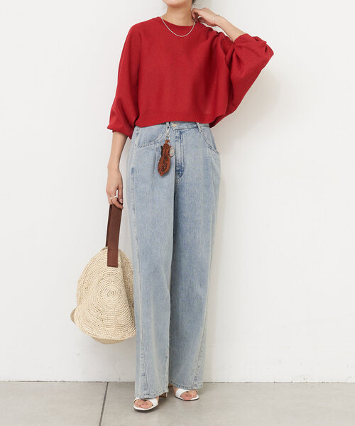 BEARDSLEY（ビアズリー）の「ドルマンショートプルオーバー（ニット/セーター・レディース・レッド/ブラウン・FREE）」の7枚目の写真