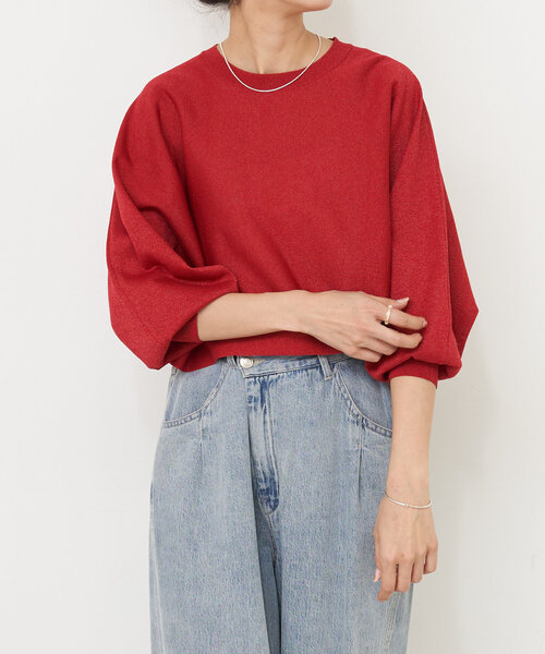 BEARDSLEY（ビアズリー）の「ドルマンショートプルオーバー（ニット/セーター・レディース・レッド/ブラウン・FREE）」の13枚目の写真