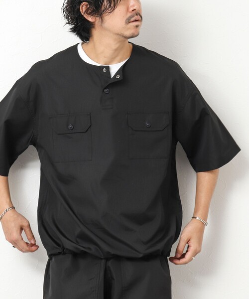 TAION（タイオン）の「【TAION/タイオン】ノンダウン ミリタリー ヘンリーネックカットソー 25SS（Tシャツ/カットソー・メンズ・ダークネイビー/ブラック系その他/オリーブ/ブラック・M/L/XL）」の7枚目の写真