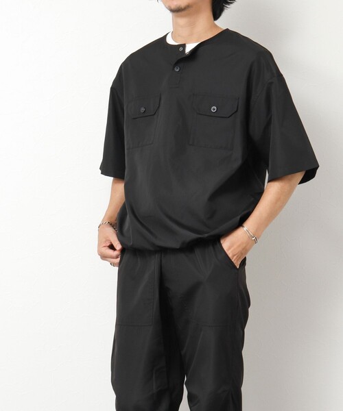 TAION（タイオン）の「【TAION/タイオン】ノンダウン ミリタリー ヘンリーネックカットソー 25SS（Tシャツ/カットソー・メンズ・ダークネイビー/ブラック系その他/オリーブ/ブラック・M/L/XL）」の9枚目の写真