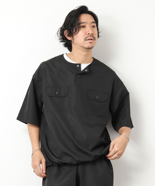 TAION（タイオン）の「【TAION/タイオン】ノンダウン ミリタリー ヘンリーネックカットソー 25SS（Tシャツ/カットソー・メンズ・ダークネイビー/ブラック系その他/オリーブ/ブラック・M/L/XL）」の11枚目の写真