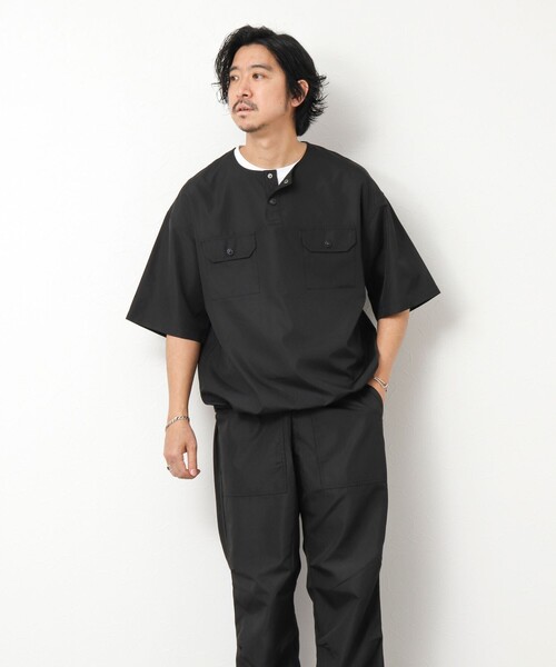 TAION（タイオン）の「【TAION/タイオン】ノンダウン ミリタリー ヘンリーネックカットソー 25SS（Tシャツ/カットソー・メンズ・ダークネイビー/ブラック系その他/オリーブ/ブラック・M/L/XL）」の15枚目の写真