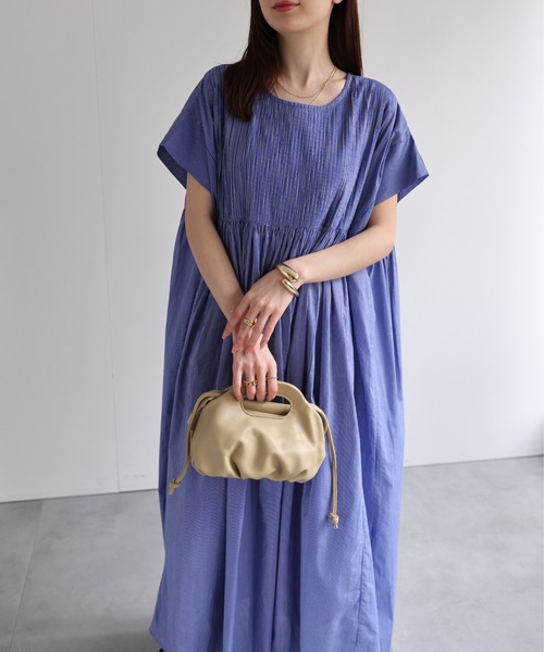 sakishimatokyo（サキシマトーキョー）の「＜sakishimatokyo premium＞ピンタック入り ストライプワンピース/インド綿/インドコットン（シャツワンピース・レディース・オフホワイト/ブルー・M/L）」の19枚目の写真