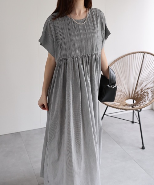 sakishimatokyo（サキシマトーキョー）の「＜sakishimatokyo premium＞ピンタック入り ストライプワンピース/インド綿/インドコットン（シャツワンピース・レディース・オフホワイト/ブルー・M/L）」の12枚目の写真