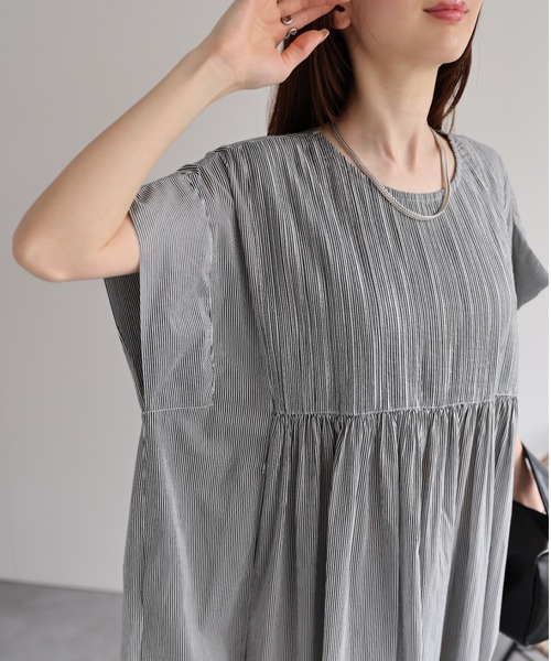 sakishimatokyo（サキシマトーキョー）の「＜sakishimatokyo premium＞ピンタック入り ストライプワンピース/インド綿/インドコットン（シャツワンピース・レディース・オフホワイト/ブルー・M/L）」の21枚目の写真