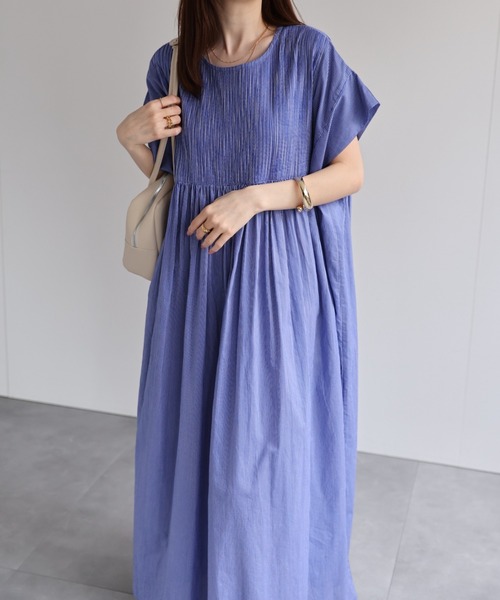 sakishimatokyo（サキシマトーキョー）の「＜sakishimatokyo premium＞ピンタック入り ストライプワンピース/インド綿/インドコットン（シャツワンピース・レディース・オフホワイト/ブルー・M/L）」の22枚目の写真