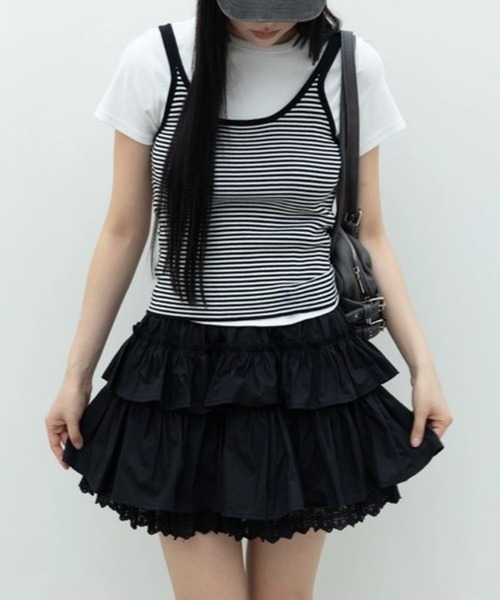 3.3 Field Trip （3.3フィールドトリップ）の「3.3 Field Trip／レースミニスカート（スカート・レディース・ブラック/アイボリー・FREE）」の2枚目の写真