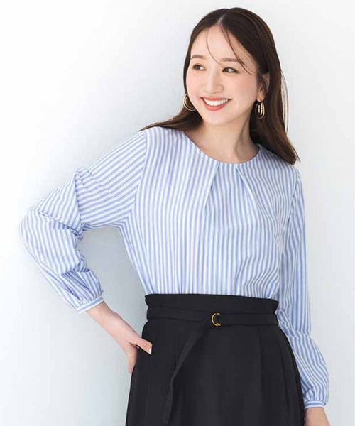 ブラウス シャツ ＩＥＤＩＴ　Ｔシャツ感覚で着られるカットソーストライプブラウス レディース IEDIT[イディット] Tシャツ感覚で着られるカットソーストライプ
