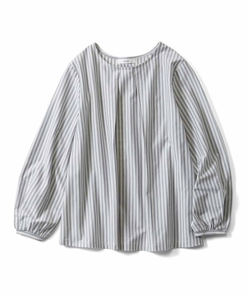 IEDIT(イディット)の「IEDIT Tシャツ感覚で着られるカットソーストライプブラウス(シャツ/ブラウス・レディース・グレー/ブルー・M/L/LL/3L/S)」の9枚目の写真