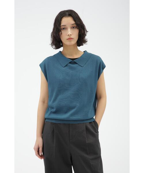 MARGARET HOWELL(マーガレットハウエル)の「FINE COTTON LINEN(ニット/セーター・レディース・ブルー/ブラック・2)」の1枚目の写真