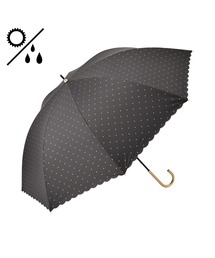 【遮光率・UVカット率100％生地使用】ドットグリッターヒートカット 長傘 58cm ブラック　日傘 雨傘 晴雨兼用