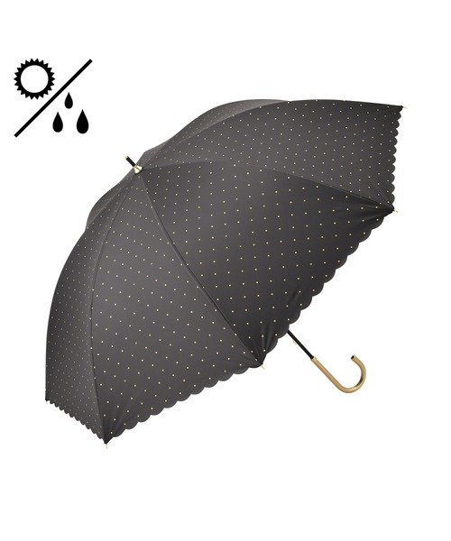 Francfranc(フランフラン)の「【遮光率・UVカット率100%生地使用】ドットグリッターヒートカット 長傘 58cm ブラック 日傘 雨傘 晴雨兼用(長傘・レディース・ブラック・FREE)」の1枚目の写真